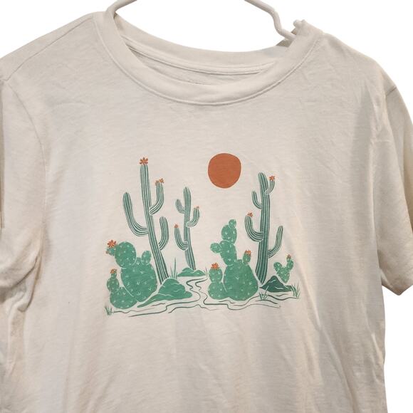 American Eagle White Short Sleeve Crew Neck Cactus Graphic T-Shirt Tee Medium - Picture 3 of 5